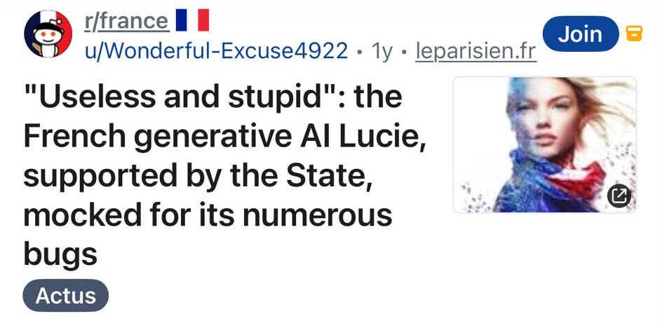 Screenshot delle critiche all'AI francese Lucie